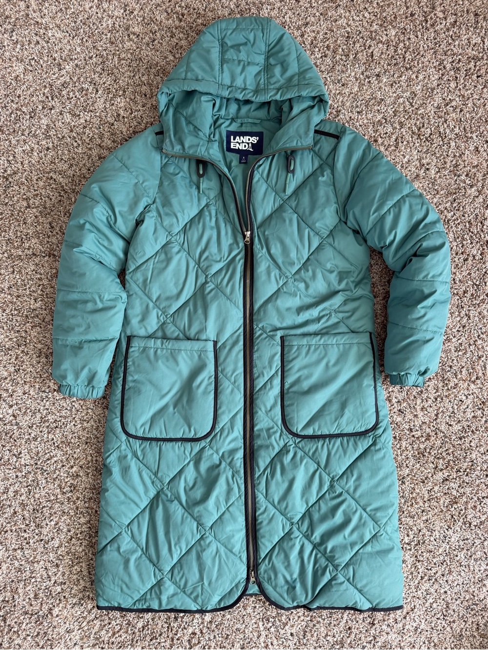 Lands' End Women’s FeatherFree Insulated Diamond Quilted Maxi Coat, size SM NWOT